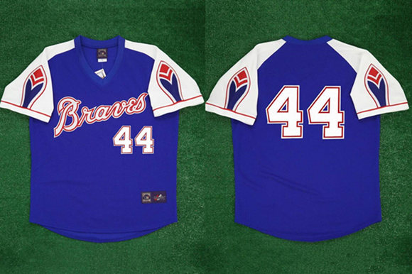 Men's Atlanta Braves Active Player Custom Blue 1974 Throwback Stitched Jersey